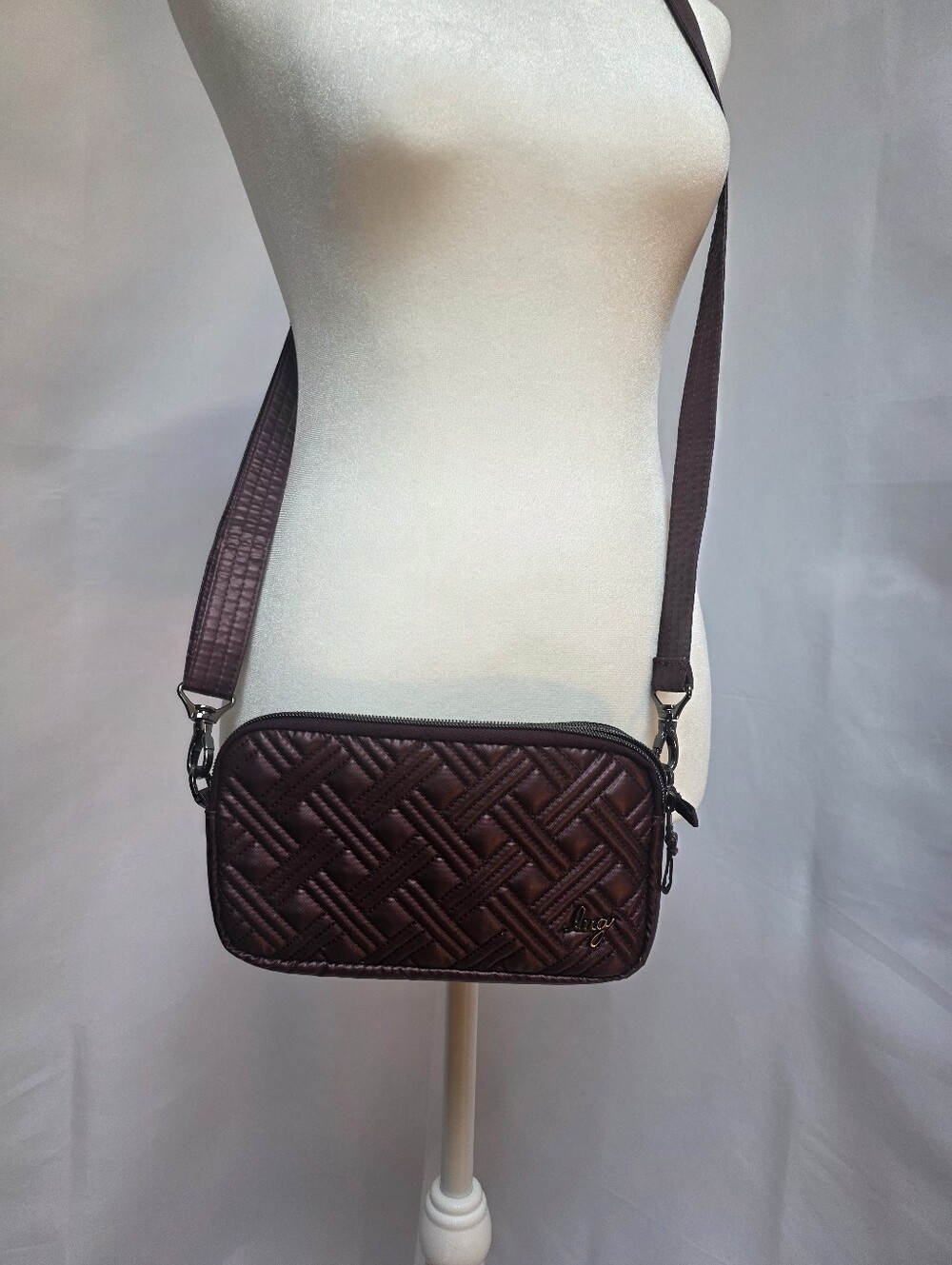 Lug Coupe XL Convertible Crossbody Bag Plum Quilted RFID Travel Purse